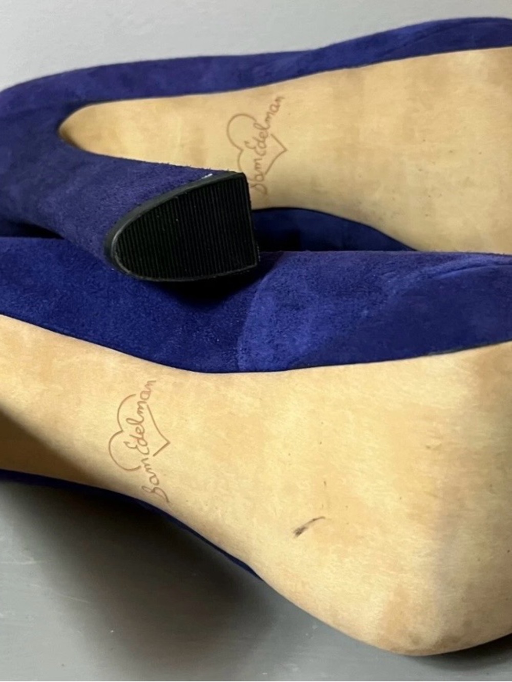 Sam Edelman Women's Blue Suede Peep-Toe Platform Pumps - Picture 8 of 10